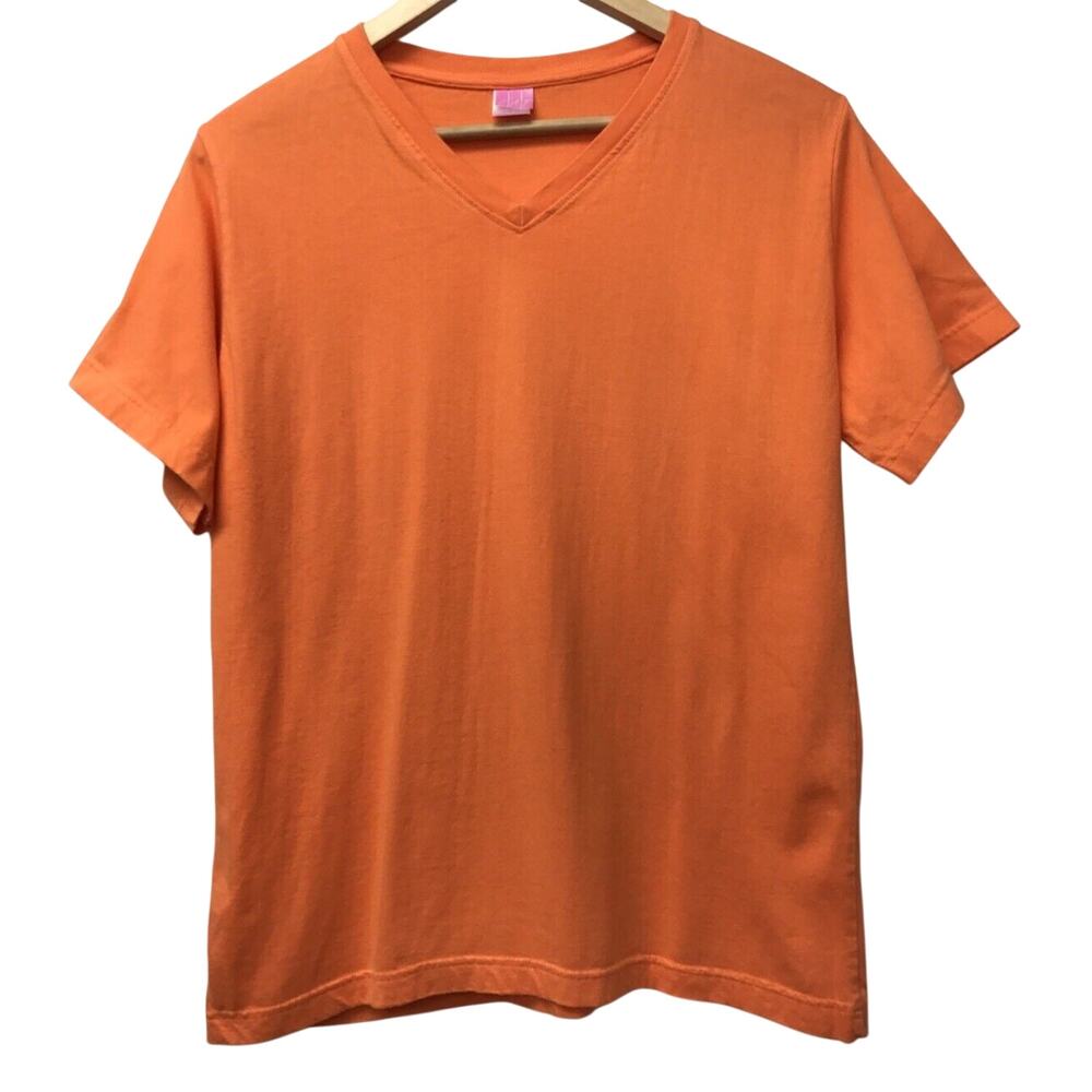 LAT Top Womens Large V Neck Orange